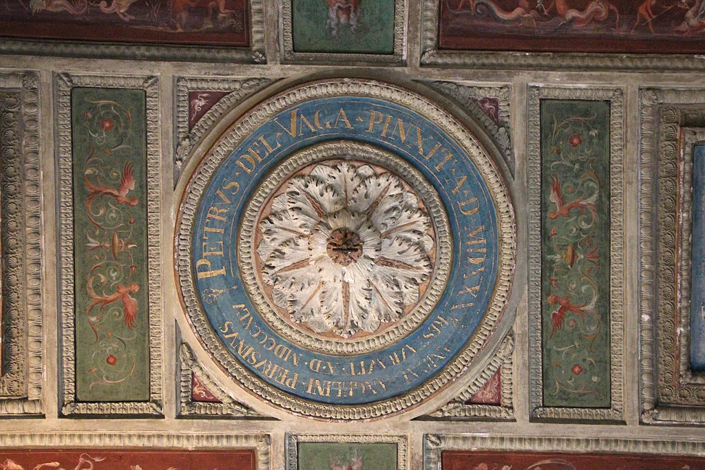 Perin del Vaga - Villa del Principe, Genova, Storie dei re di roma e trionfi militari, riquadri centrali, dettaglio